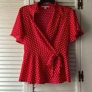 Red and White Polka Dot Blouse